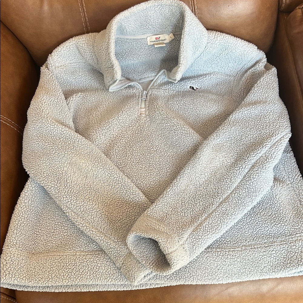 Vineyard Vines Pale Blue Sherpa Quarter-Zip Pullover